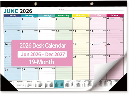 Desk Calendar 2026-2027 - 19 Month Desk Top Calendar, 17x12''