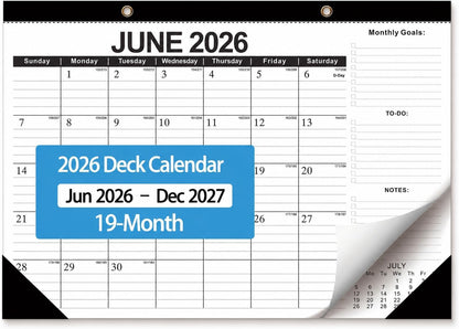 Desk Calendar 2026-2027 - 19 Month Desk Top Calendar, 17x12''