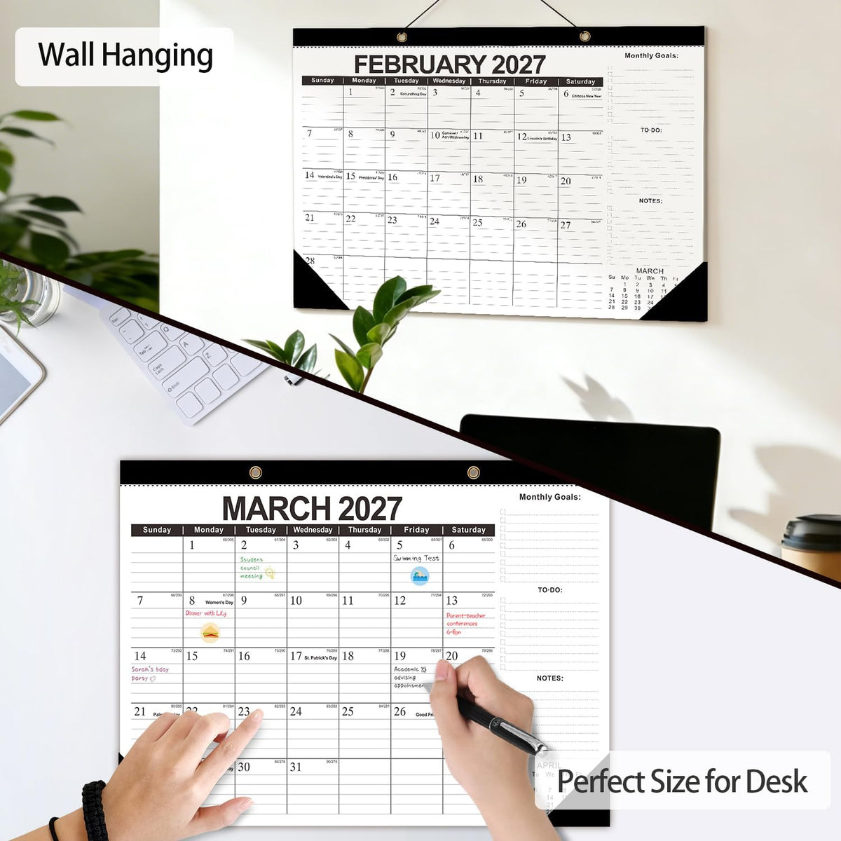 Desk Calendar 2026-2027 - 19 Month Desk Top Calendar, 17x12''