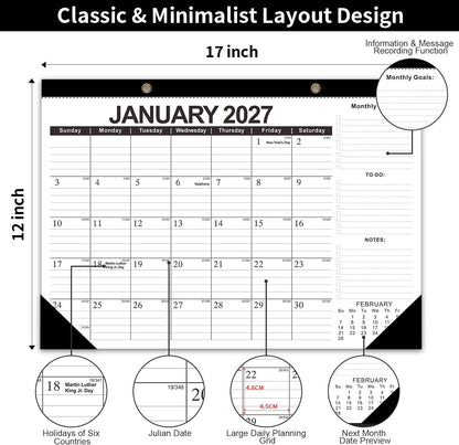Desk Calendar 2026-2027 - 19 Month Desk Top Calendar, 17x12''