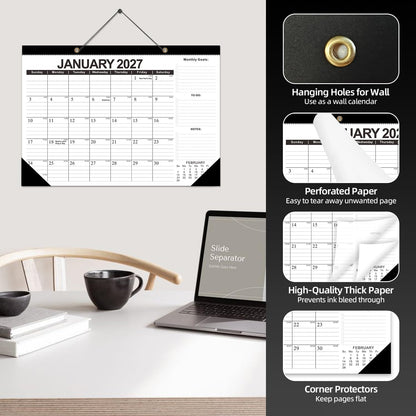 Desk Calendar 2026-2027 - 19 Month Desk Top Calendar, 17x12''