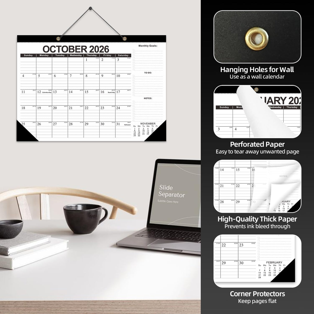 Desk Calendar 2026-2027 - 19 Month Desk Top Calendar, 17x12''