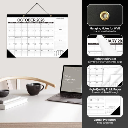 Desk Calendar 2026-2027 - 19 Month Desk Top Calendar, 17x12''