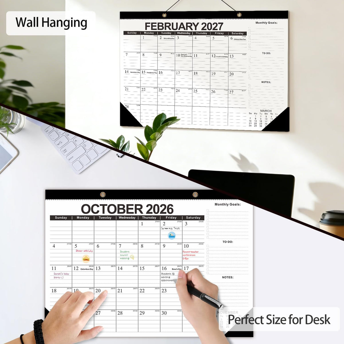 Desk Calendar 2026-2027 - 19 Month Desk Top Calendar, 17x12''