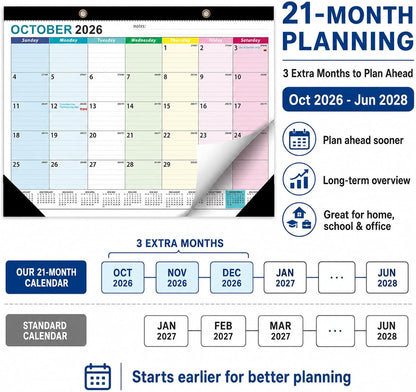 Desk Calendar 2026-2027 - 19 Month Desk Top Calendar, 17x12''