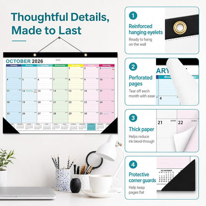 Desk Calendar 2026-2027 - 19 Month Desk Top Calendar, 17x12''