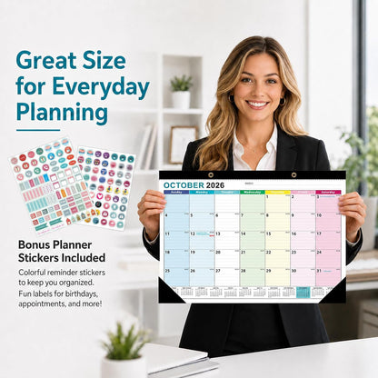 Desk Calendar 2026-2027 - 19 Month Desk Top Calendar, 17x12''