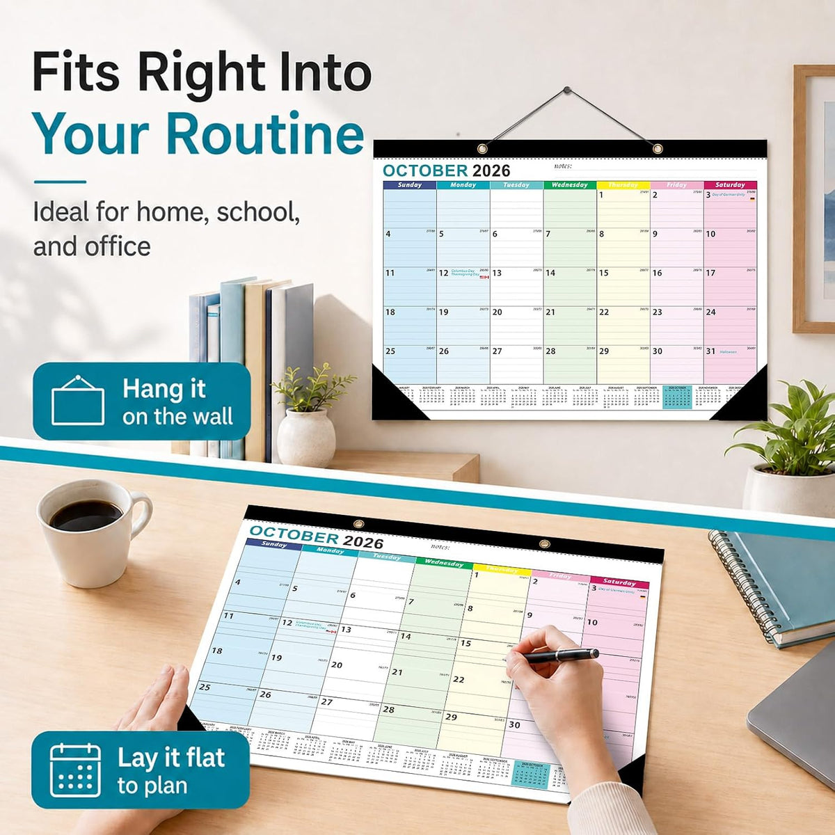 Desk Calendar 2026-2027 - 19 Month Desk Top Calendar, 17x12''