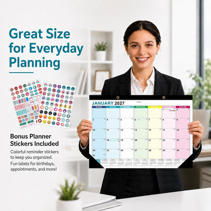 Desk Calendar 2026-2027 - 19 Month Desk Top Calendar, 17x12''