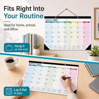 Desk Calendar 2026-2027 - 19 Month Desk Top Calendar, 17x12''