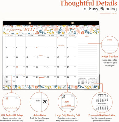 Desk Calendar 2026-2027 - 19 Month Desk Top Calendar, 17x12''