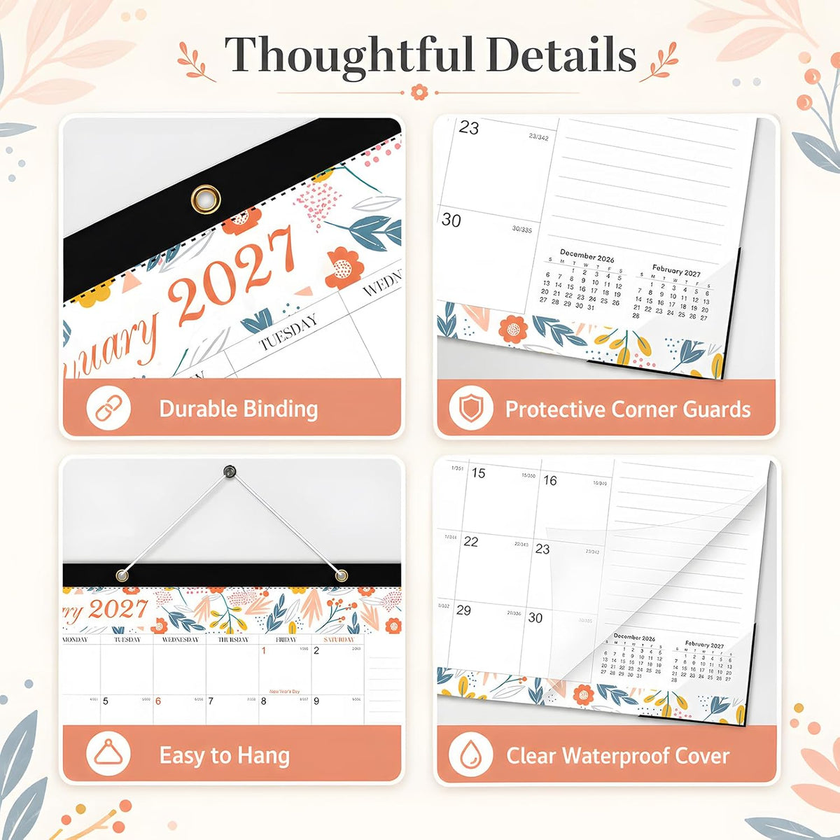 Desk Calendar 2026-2027 - 19 Month Desk Top Calendar, 17x12''