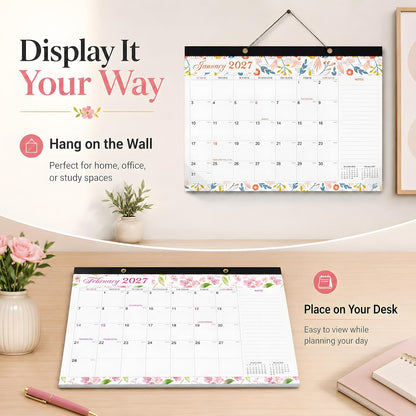 Desk Calendar 2026-2027 - 19 Month Desk Top Calendar, 17x12''
