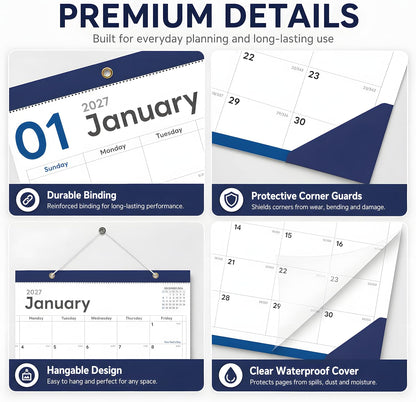 Desk Calendar 2026-2027 - 19 Month Desk Top Calendar, 17x12''