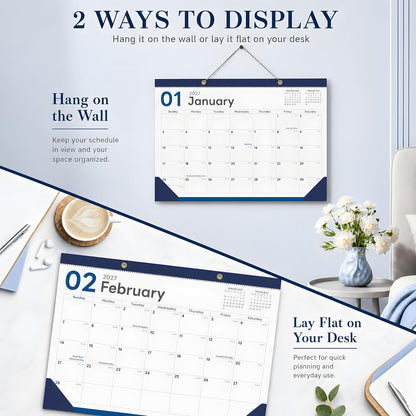 Desk Calendar 2026-2027 - 19 Month Desk Top Calendar, 17x12''