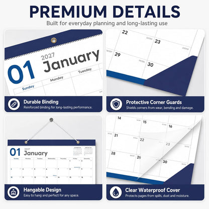 Desk Calendar 2026-2027 - 19 Month Desk Top Calendar, 17x12''