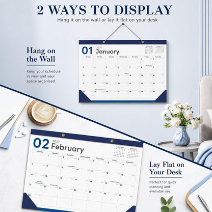Desk Calendar 2026-2027 - 19 Month Desk Top Calendar, 17x12''