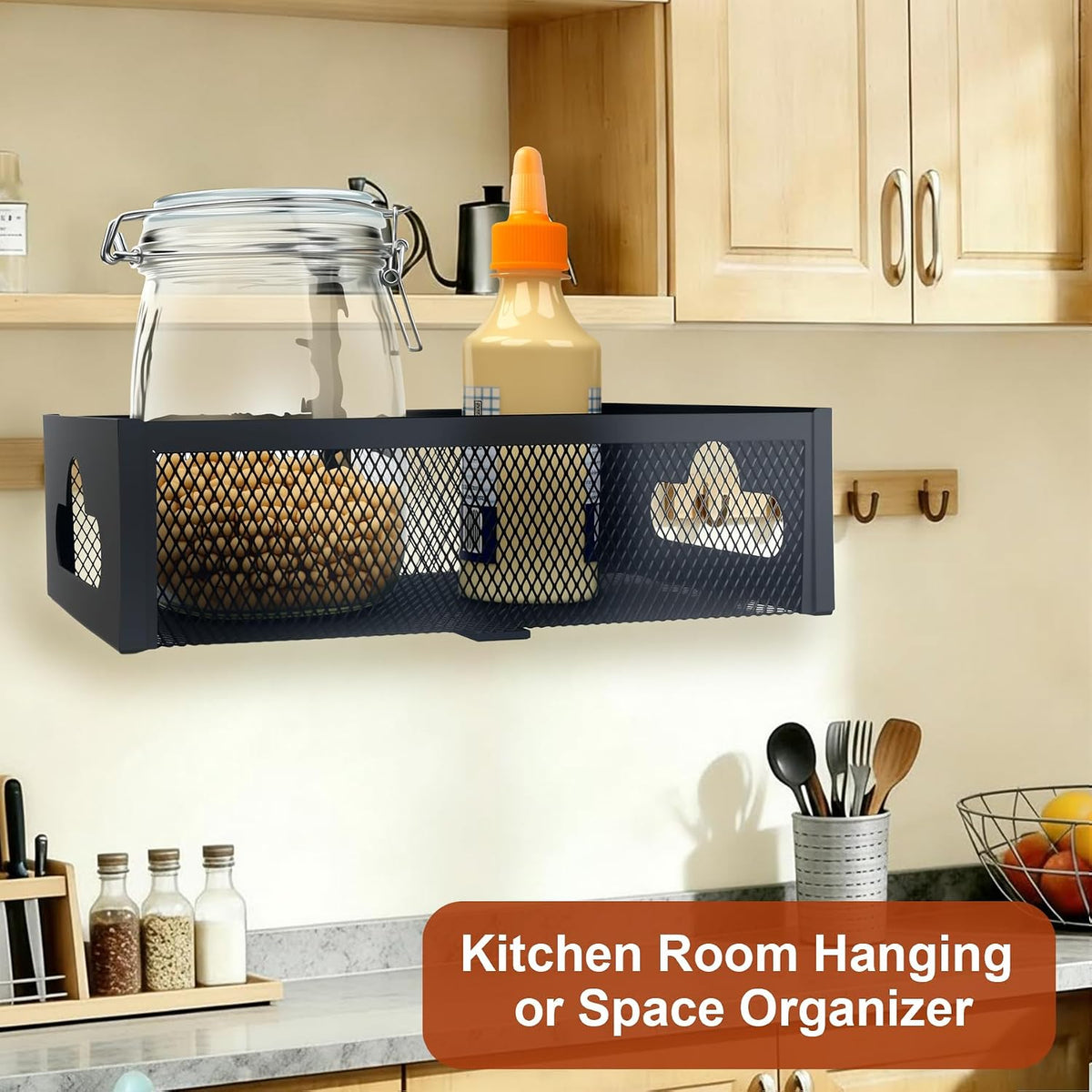 Under Desk Organizer 360° Swivel with Cup Holder,Holds Up to 7lbs