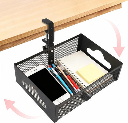 Under Desk Organizer 360° Swivel with Cup Holder,Holds Up to 7lbs