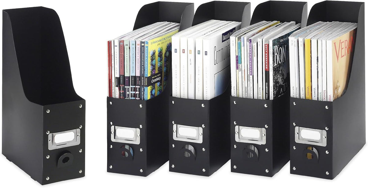 Magazine Storage Desk Organizers - Black (Set of 5)