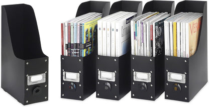Magazine Storage Desk Organizers - Black (Set of 5)