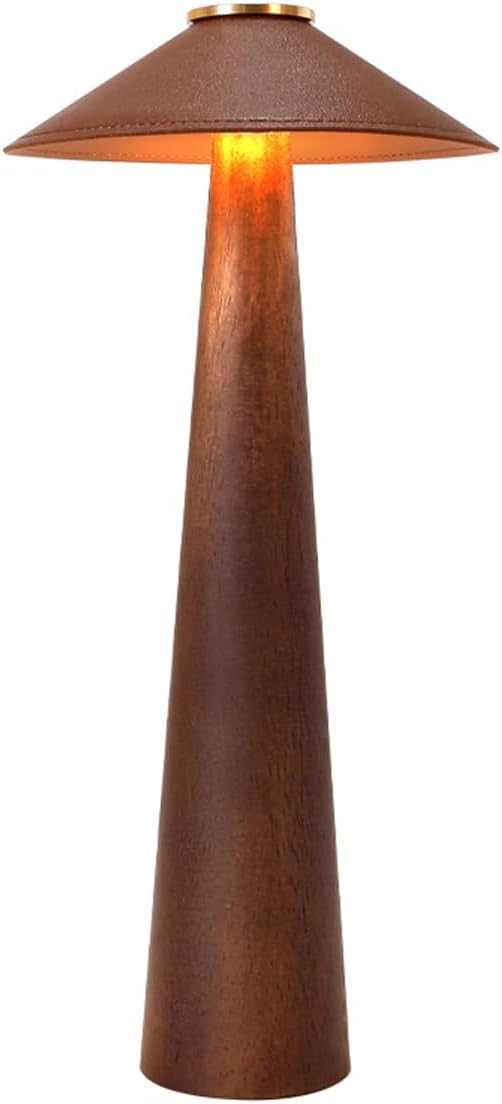 Wood Mushroom LED Desk Lamp - Home Art Decor (Walnut Wood)