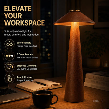 Wood Mushroom LED Desk Lamp - Home Art Decor (Walnut Wood)