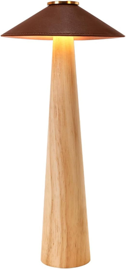 Wood Mushroom LED Desk Lamp - Home Art Decor (Walnut Wood)