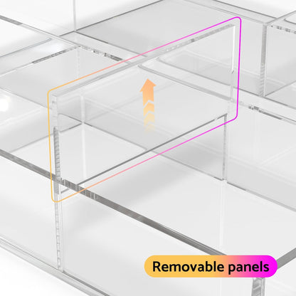 Acrylic Drawer Organizer, 6 Section Clear Makeup Tray Organizer for Drawer Office Bedroom(11.8x11.8 inch)