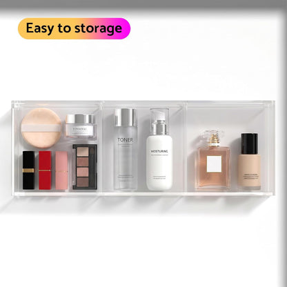 Acrylic Drawer Organizer, 6 Section Clear Makeup Tray Organizer for Drawer Office Bedroom(11.8x11.8 inch)