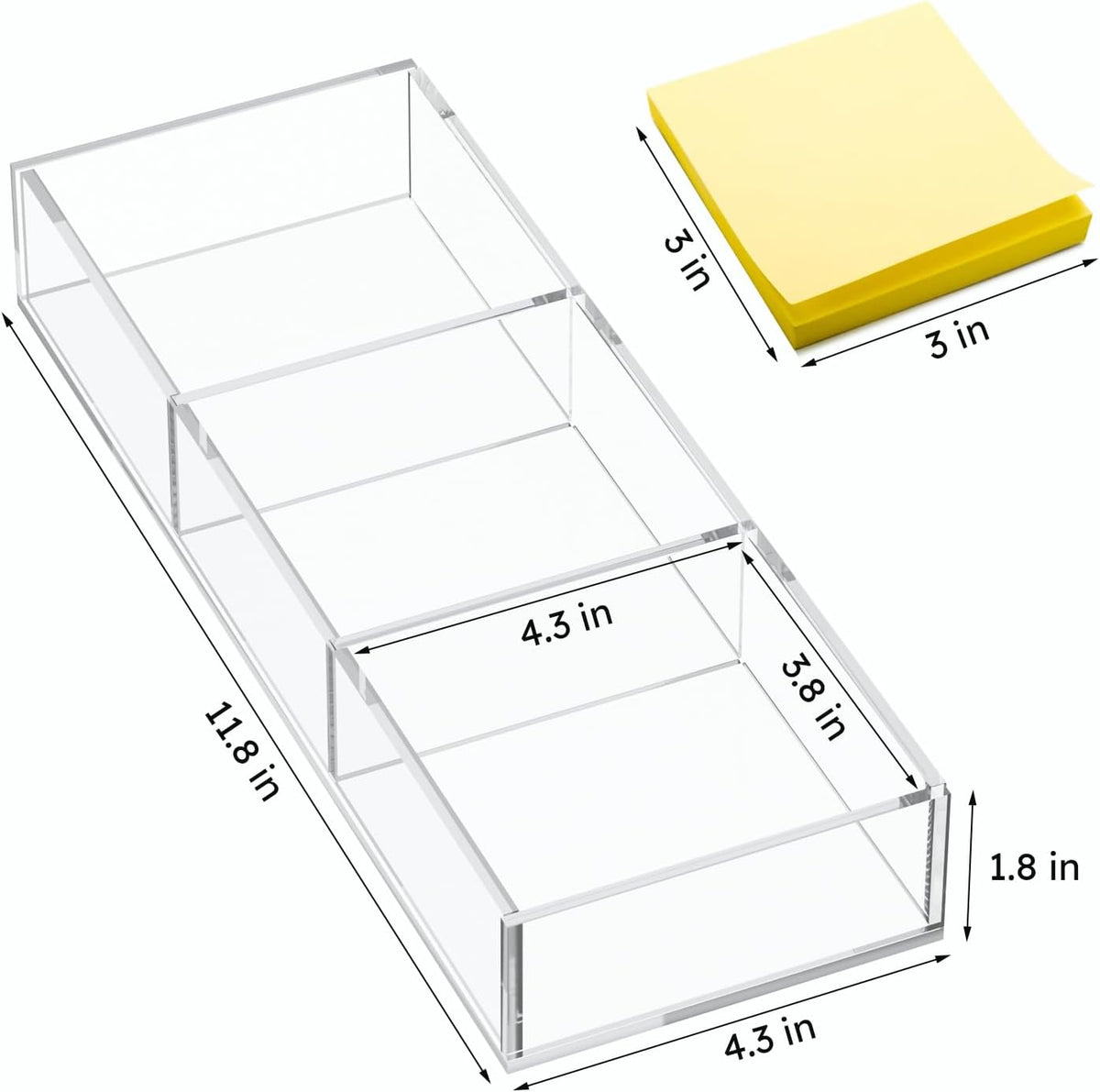 Acrylic Drawer Organizer, 6 Section Clear Makeup Tray Organizer for Drawer Office Bedroom(11.8x11.8 inch)