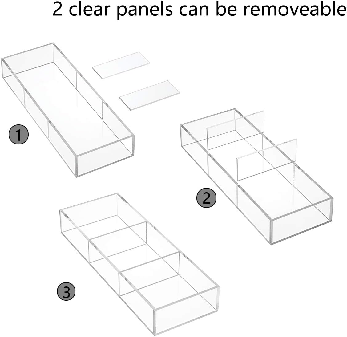 Acrylic Drawer Organizer, 6 Section Clear Makeup Tray Organizer for Drawer Office Bedroom(11.8x11.8 inch)