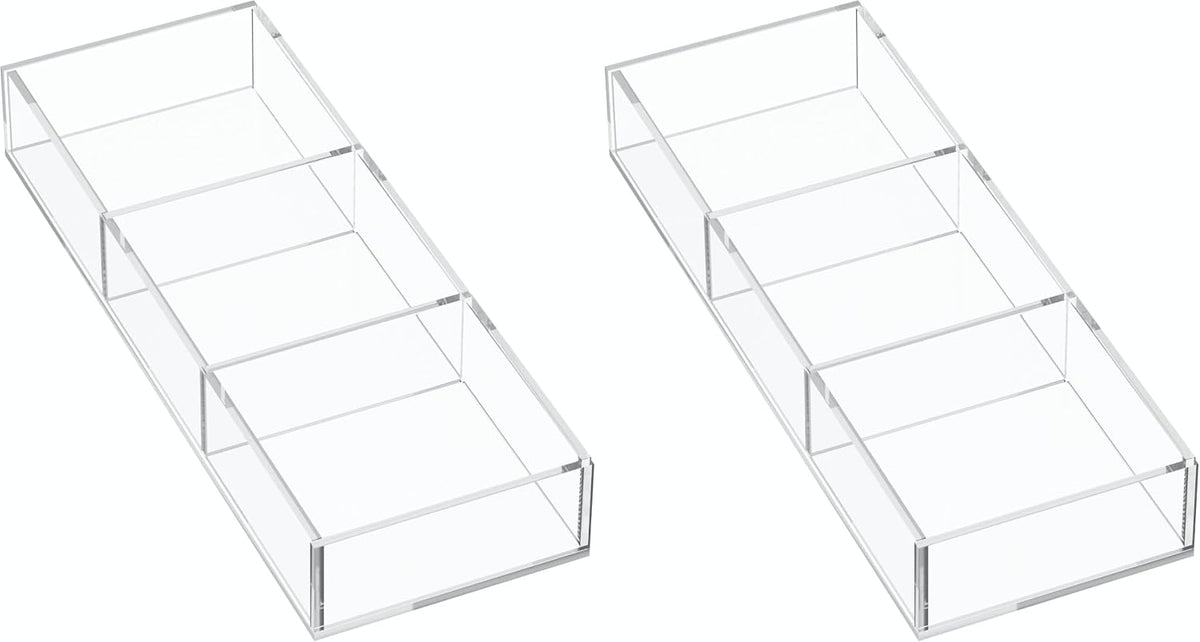Acrylic Drawer Organizer, 6 Section Clear Makeup Tray Organizer for Drawer Office Bedroom(11.8x11.8 inch)