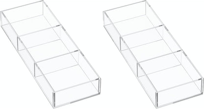 Acrylic Drawer Organizer, 6 Section Clear Makeup Tray Organizer for Drawer Office Bedroom(11.8x11.8 inch)