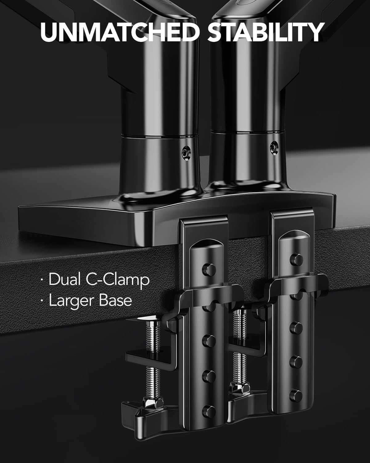 Dual Monitor Stand - Full Adjustable Monitor Desk Mount Swivel Vesa Bracket with C Clamp, Grommet Mounting Base for 13 to 32 Inch Computer Screens - Each Arm Holds 4.4 to 19.8lbs - White