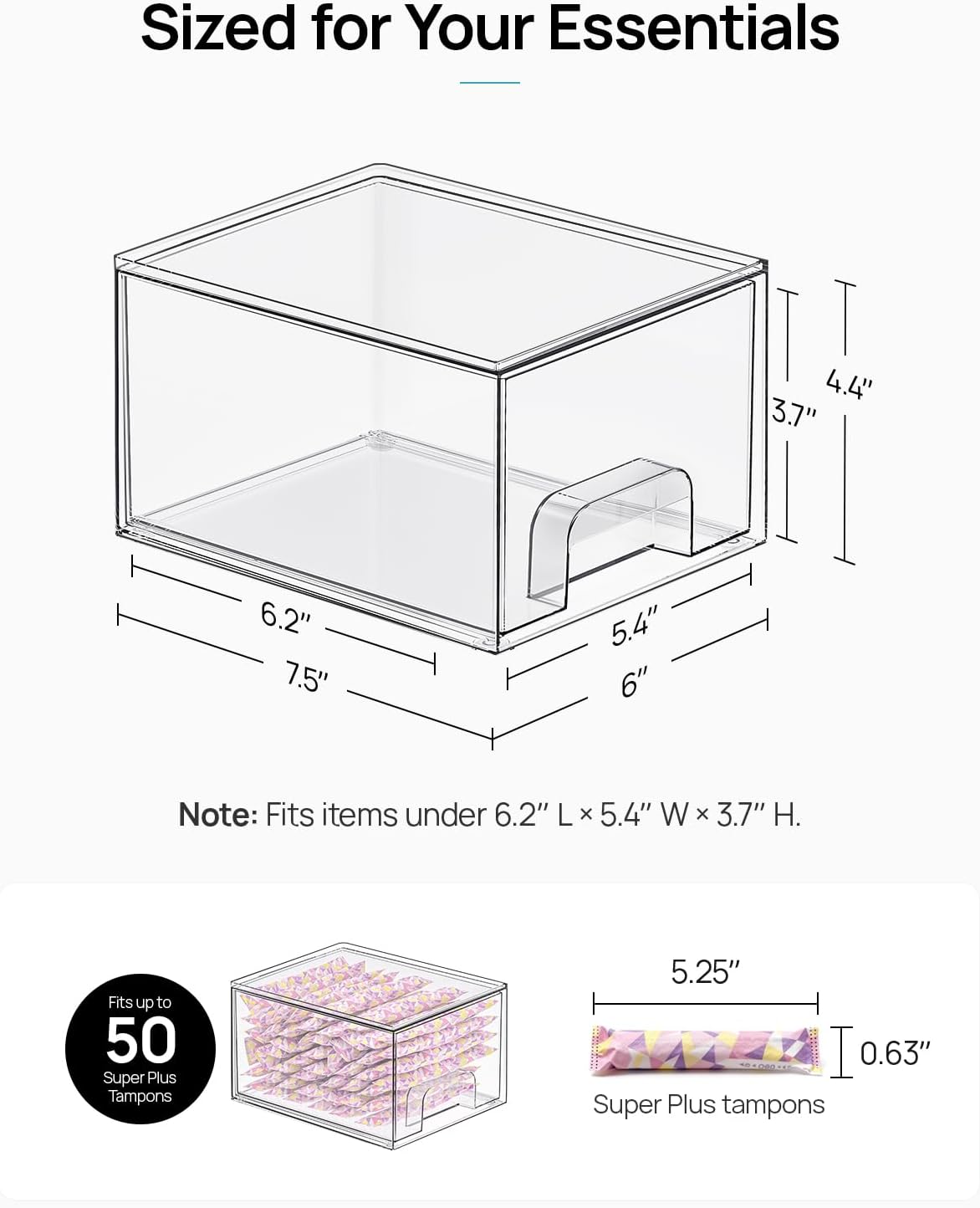 Small Clear Stackable Storage Drawers, Fits Narrow Spaces