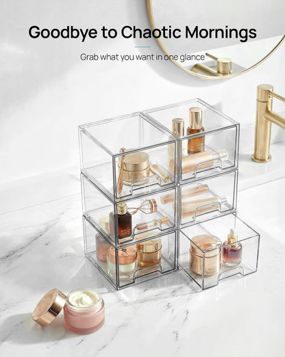 Small Clear Stackable Storage Drawers, Fits Narrow Spaces