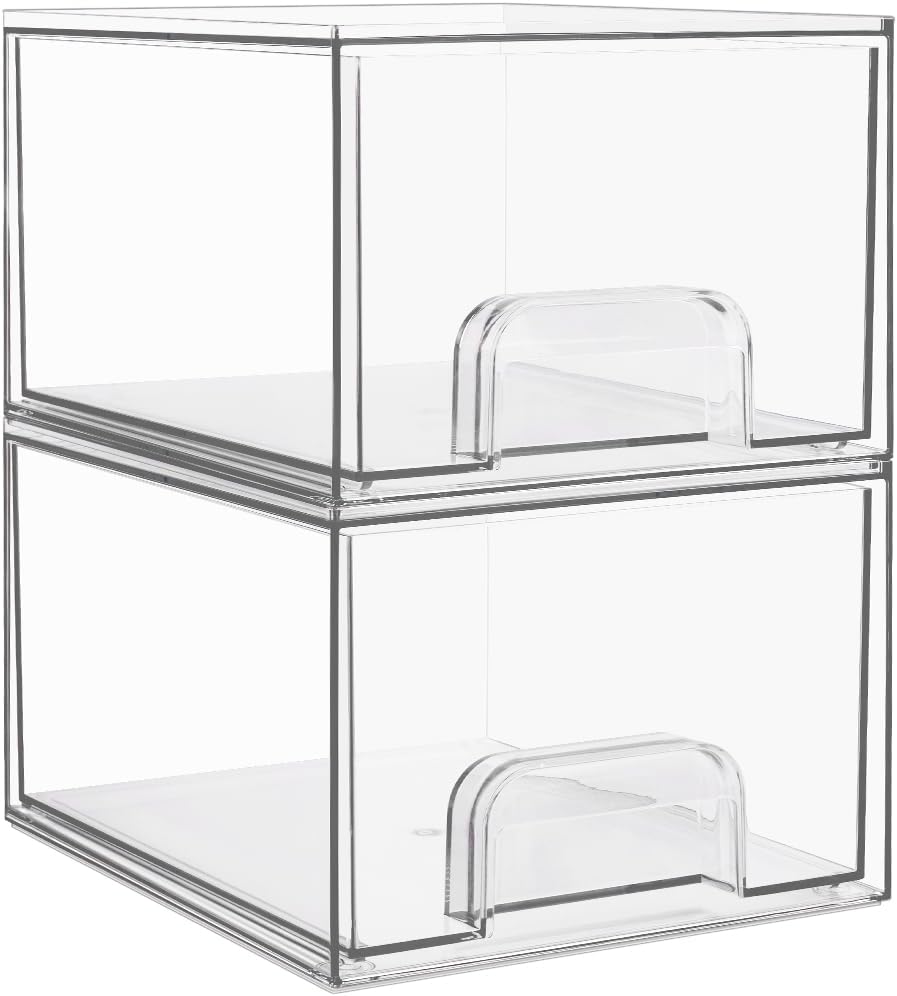 Small Clear Stackable Storage Drawers, Fits Narrow Spaces