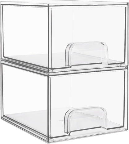 Small Clear Stackable Storage Drawers, Fits Narrow Spaces