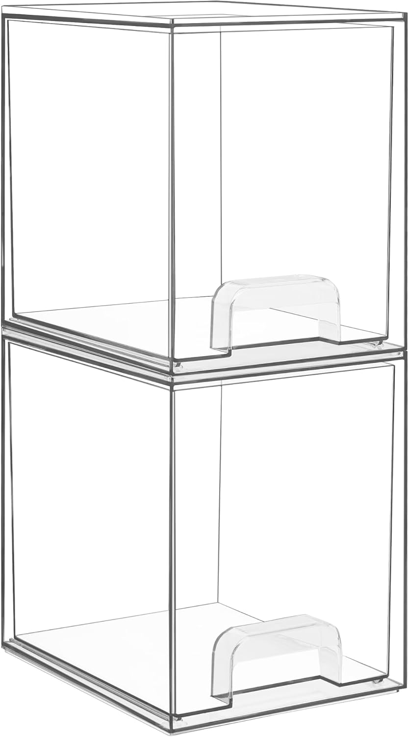 Small Clear Stackable Storage Drawers, Fits Narrow Spaces