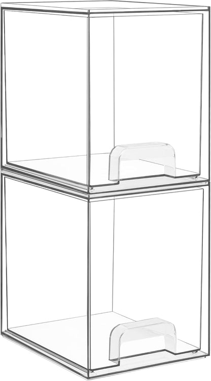 Small Clear Stackable Storage Drawers, Fits Narrow Spaces