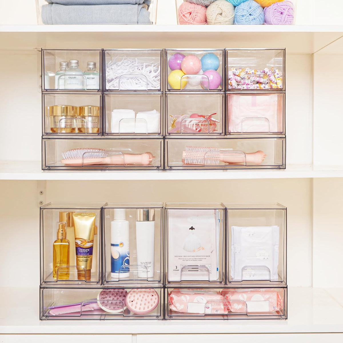 Small Clear Stackable Storage Drawers, Fits Narrow Spaces