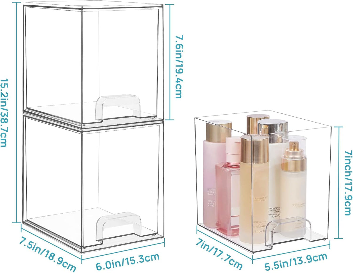 Small Clear Stackable Storage Drawers, Fits Narrow Spaces