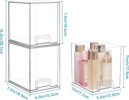 Small Clear Stackable Storage Drawers, Fits Narrow Spaces