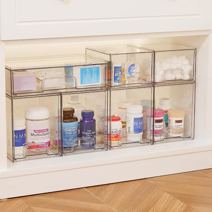 Small Clear Stackable Storage Drawers, Fits Narrow Spaces