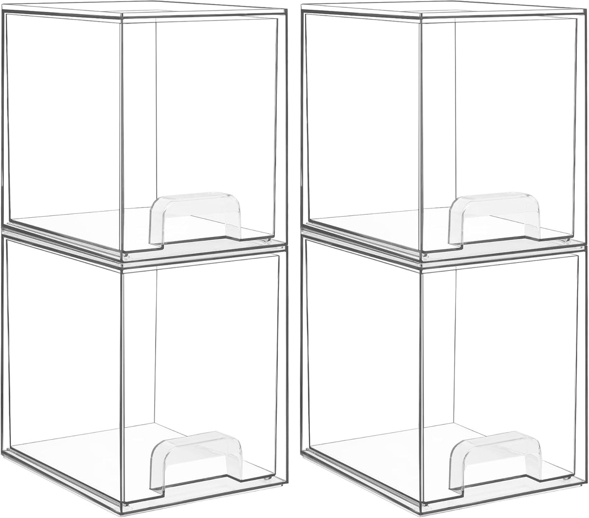 Small Clear Stackable Storage Drawers, Fits Narrow Spaces