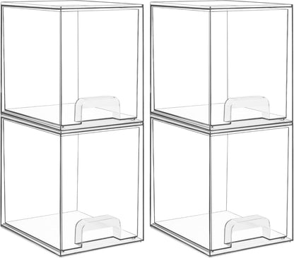 Small Clear Stackable Storage Drawers, Fits Narrow Spaces