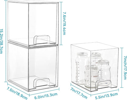 Small Clear Stackable Storage Drawers, Fits Narrow Spaces