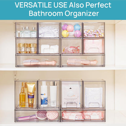 Small Clear Stackable Storage Drawers, Fits Narrow Spaces