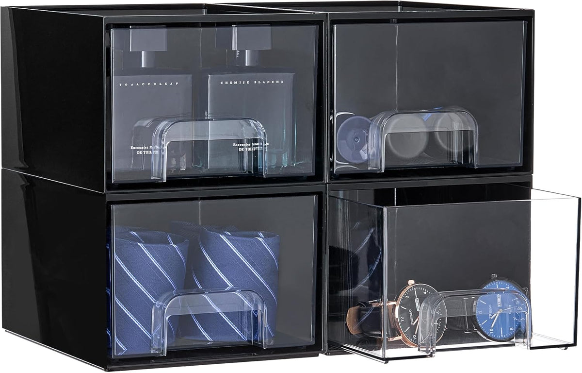 Small Clear Stackable Storage Drawers, Fits Narrow Spaces